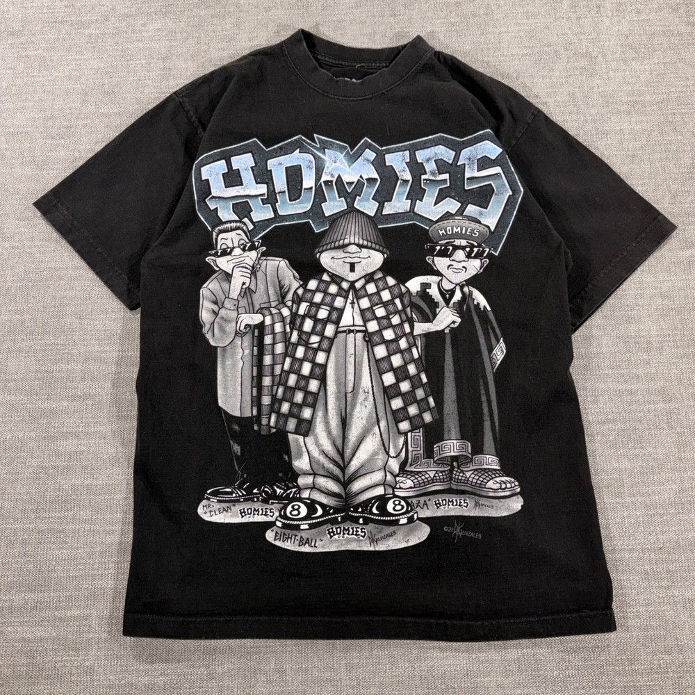 Homies Graphic T-Shirt Mens Large Black Excellent Chicano Streetwear 0811